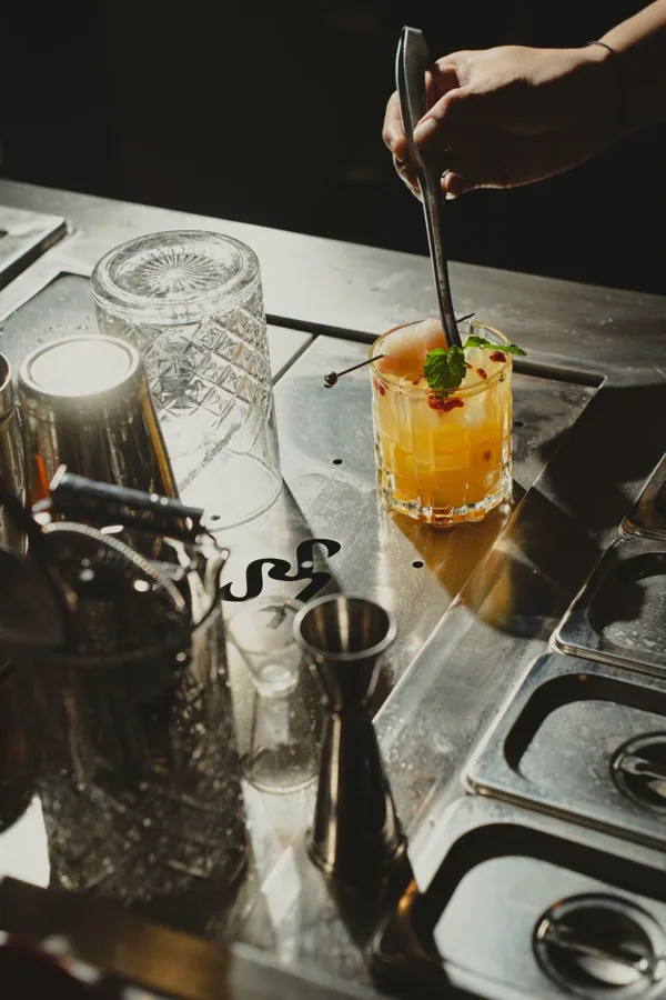 A drink being prepared at the TSS bar