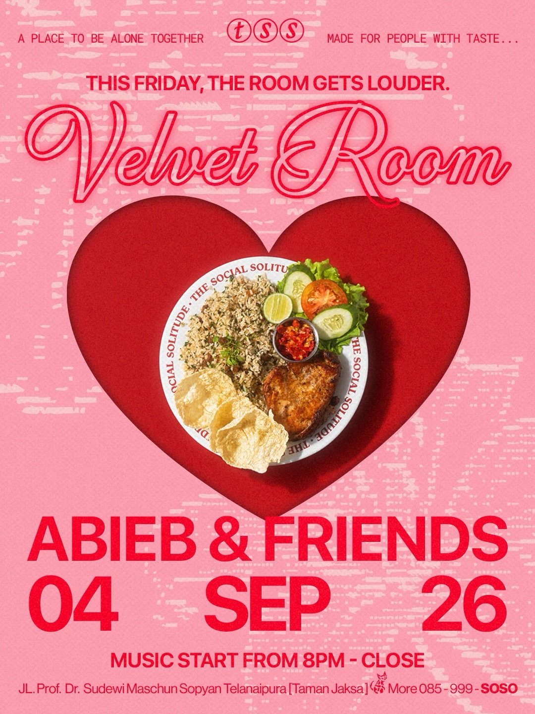Velvet Room poster featuring ABIEB & FRIENDS on 4 September 2026 from 20.00 WIB until close